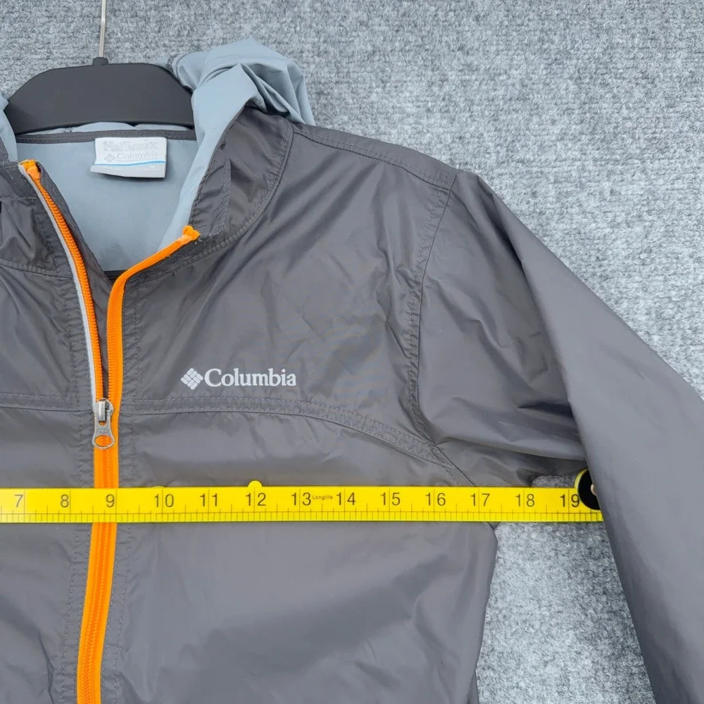 Columbia Glennaker Lake Rain Jacket Kids M 10/12 Nylon Gray Orange RB3416
